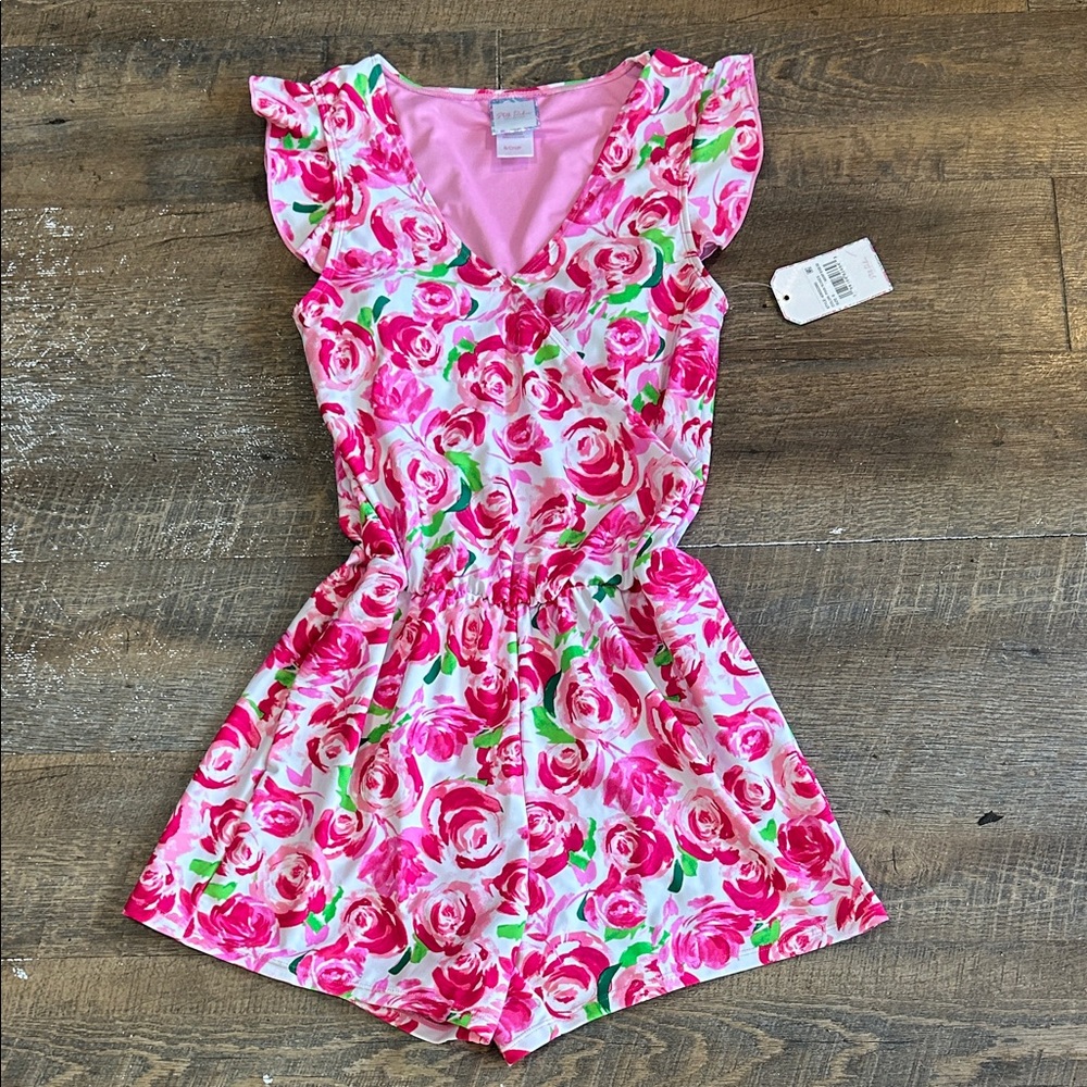 NEW Stella Parker Floral Pink Swim Suit Romper Size Small‎ Modest Shorts